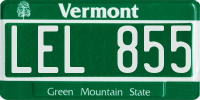 VT license plate LEL855
