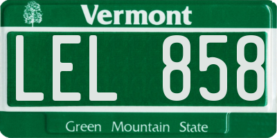 VT license plate LEL858