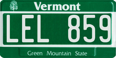 VT license plate LEL859