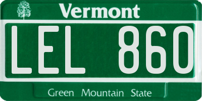 VT license plate LEL860