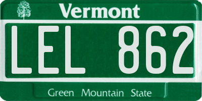 VT license plate LEL862