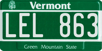 VT license plate LEL863