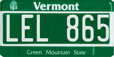 VT license plate LEL865