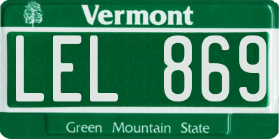 VT license plate LEL869