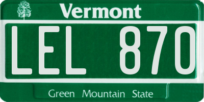 VT license plate LEL870
