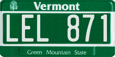 VT license plate LEL871