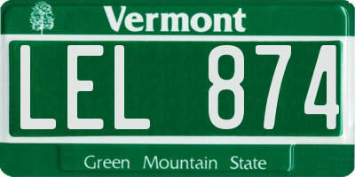 VT license plate LEL874