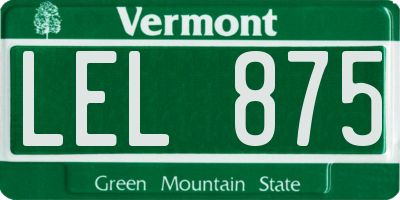 VT license plate LEL875