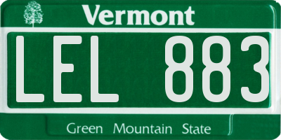 VT license plate LEL883