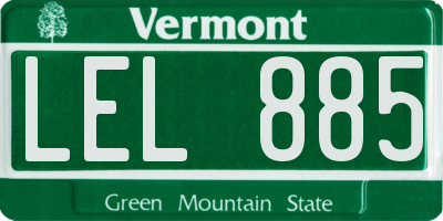 VT license plate LEL885