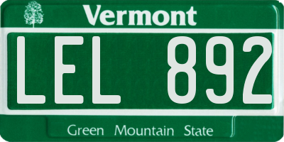 VT license plate LEL892
