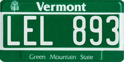 VT license plate LEL893