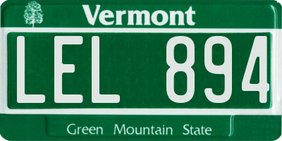 VT license plate LEL894