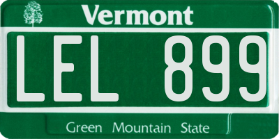 VT license plate LEL899