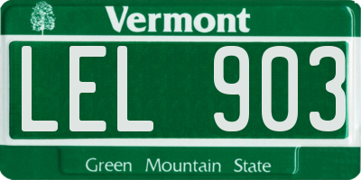 VT license plate LEL903