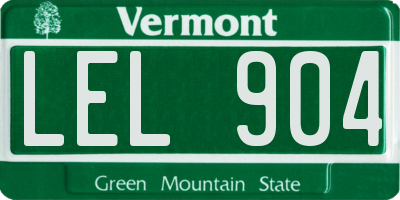 VT license plate LEL904