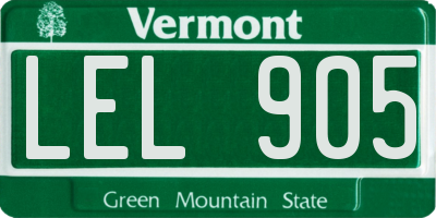 VT license plate LEL905
