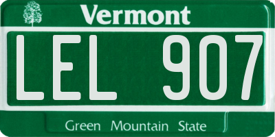 VT license plate LEL907