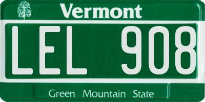 VT license plate LEL908