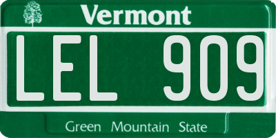 VT license plate LEL909