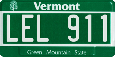 VT license plate LEL911