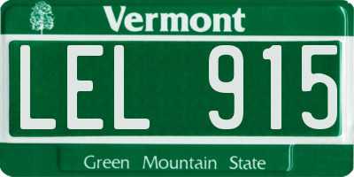 VT license plate LEL915