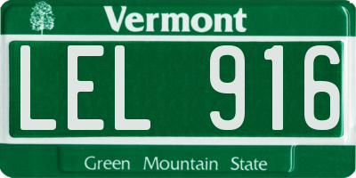 VT license plate LEL916
