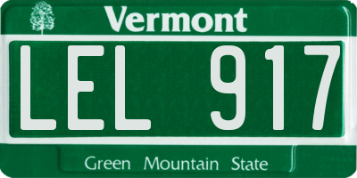 VT license plate LEL917
