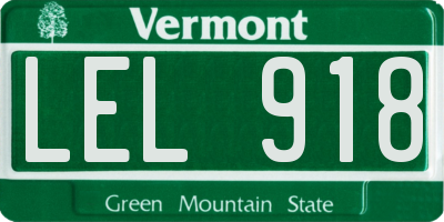 VT license plate LEL918