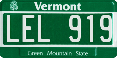 VT license plate LEL919
