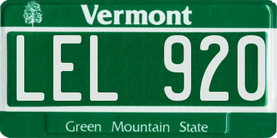 VT license plate LEL920