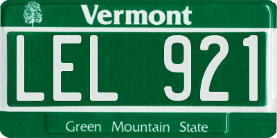 VT license plate LEL921