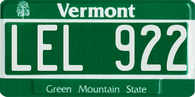 VT license plate LEL922