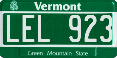 VT license plate LEL923