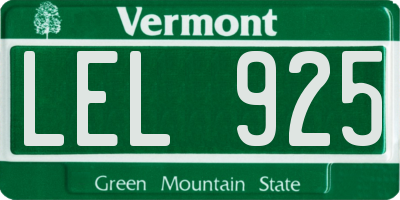 VT license plate LEL925