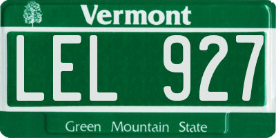 VT license plate LEL927