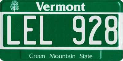 VT license plate LEL928