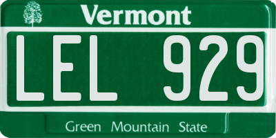 VT license plate LEL929