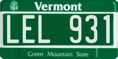 VT license plate LEL931