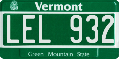 VT license plate LEL932