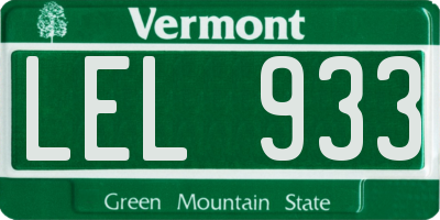 VT license plate LEL933