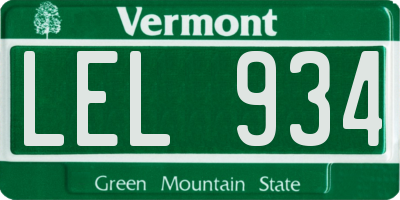 VT license plate LEL934