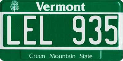 VT license plate LEL935