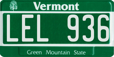 VT license plate LEL936