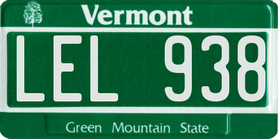 VT license plate LEL938