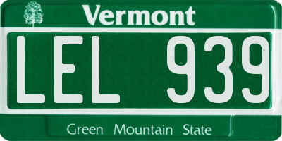 VT license plate LEL939