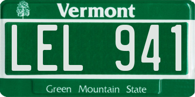 VT license plate LEL941