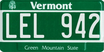 VT license plate LEL942