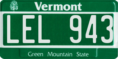 VT license plate LEL943