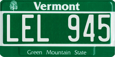 VT license plate LEL945